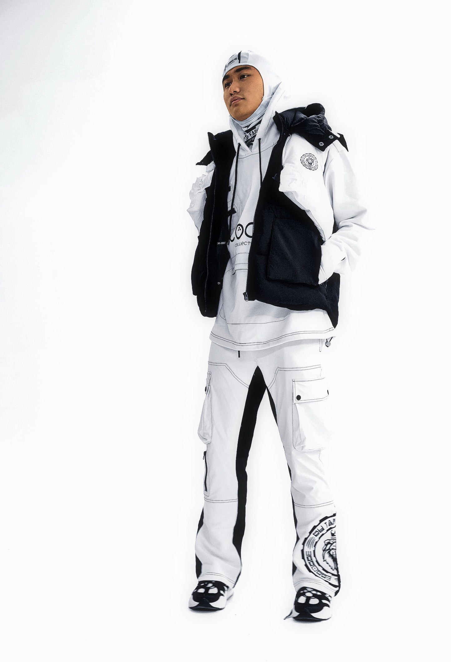 CoCo Flared joggers with cargo pockets and lion face embroidered