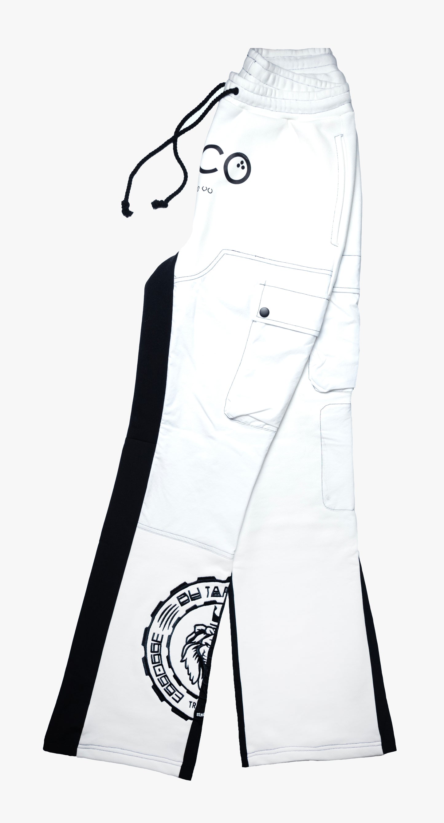 CoCo Flared joggers with cargo pockets and lion face embroidered