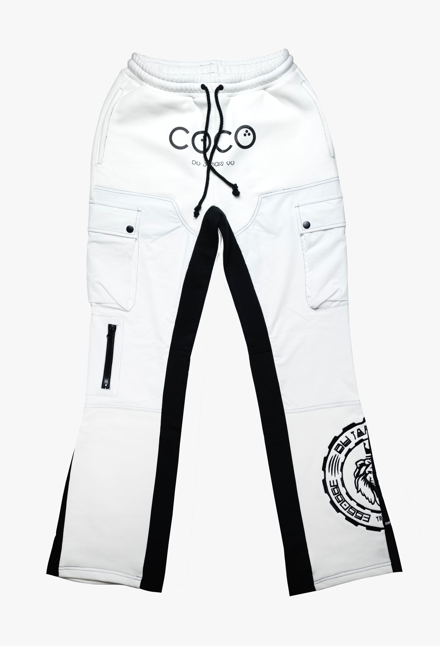 CoCo Flared joggers with cargo pockets and lion face embroidered